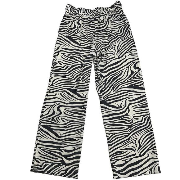 Nicole Miller Zebra Print High Rise Belted Pants 30” Inseam Size M - Picture 3 of 9